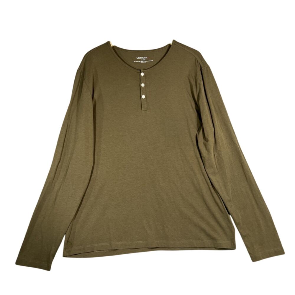 UNTUCKit Henley Mens XL Olive Green Cotton Modal Long Sleeve Marastina Gorpcore